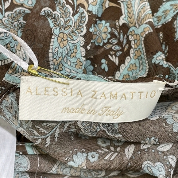 Alessia Zamattio Women's Calla Silk Maxi Dress Size 38 US 2 Brown Multi NWT - Picture 8 of 10